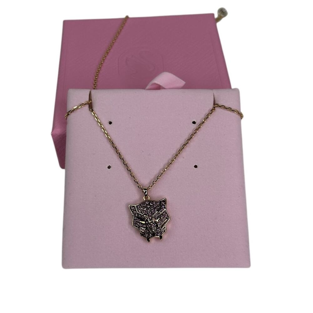 Swarovski Marvel Black Panther Pendant Gold-Tone Plated Unisex Necklace